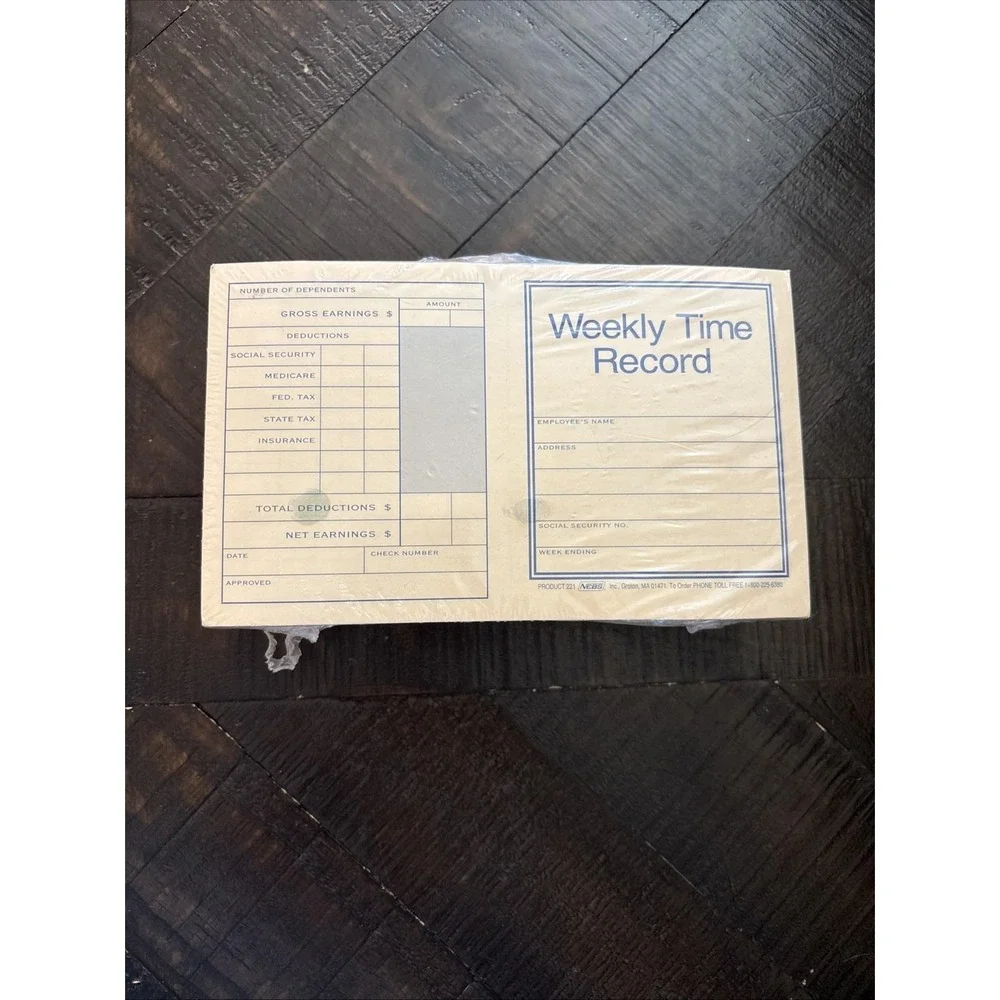 221 NEBS Pocket Size Weekly Time Records 7 x 4 1/4